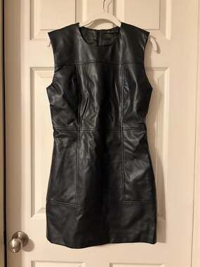 DÈLUC Sorbaria Sleeveless Faux Leather Mini Dress for bachelorette